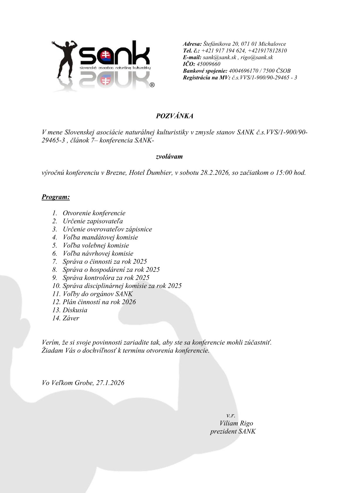 Pozvánka konferencia sank